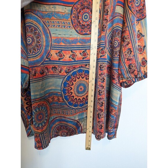 Presence Tunic Blouse Womens Plus Size 2X-3X Multicolor Geometric Satin Silky - Picture 10 of 10